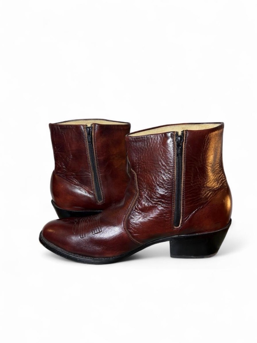 Durango DB954 Truckn Western Side Zip Leather Ankle Boots Brown 12EE Wide
